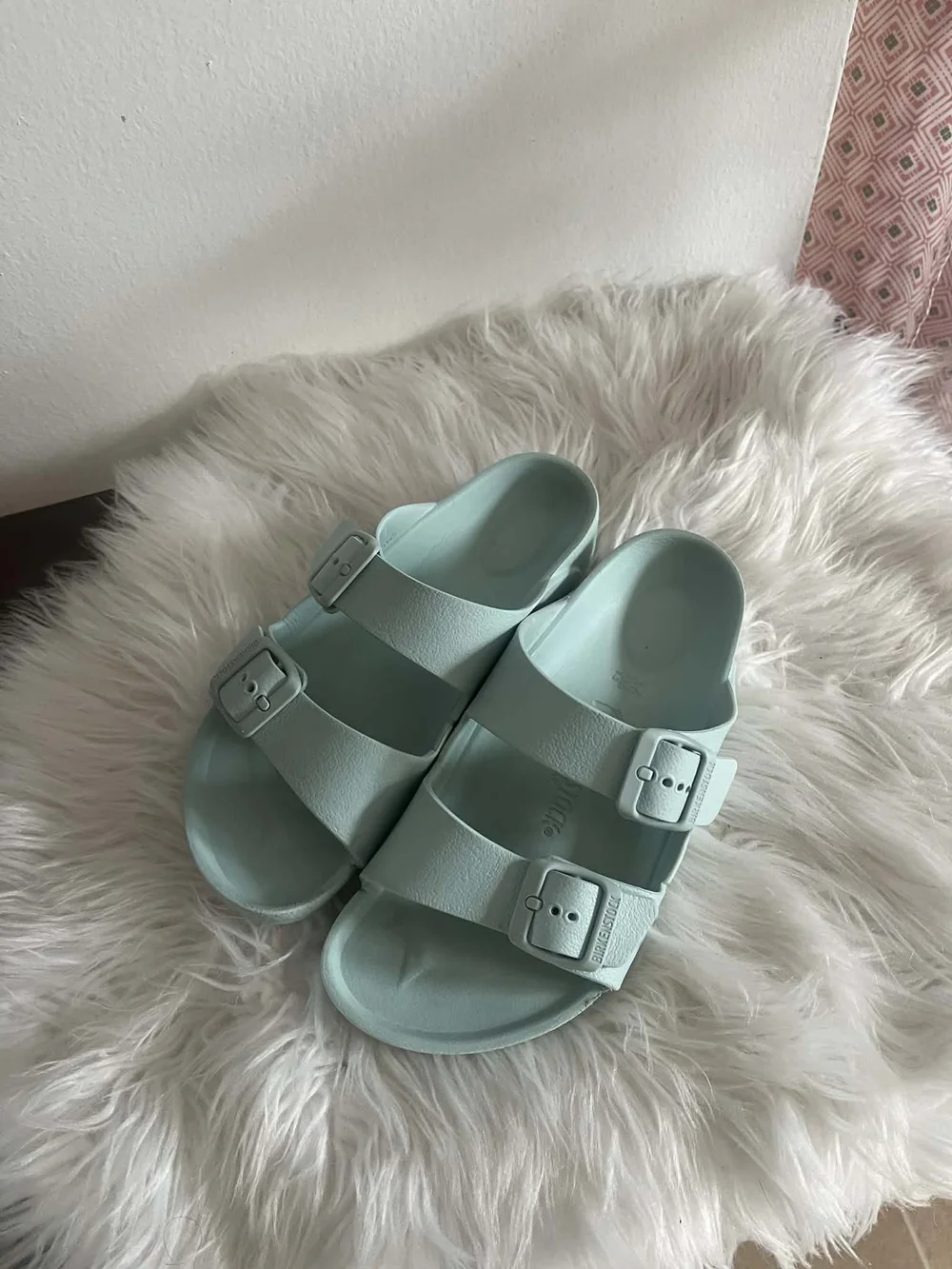 Birkenstock Mint Green Double-Buckle EVA Slides